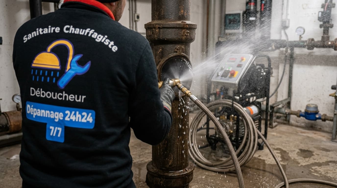 Équipe ELB Services en intervention de débouchage